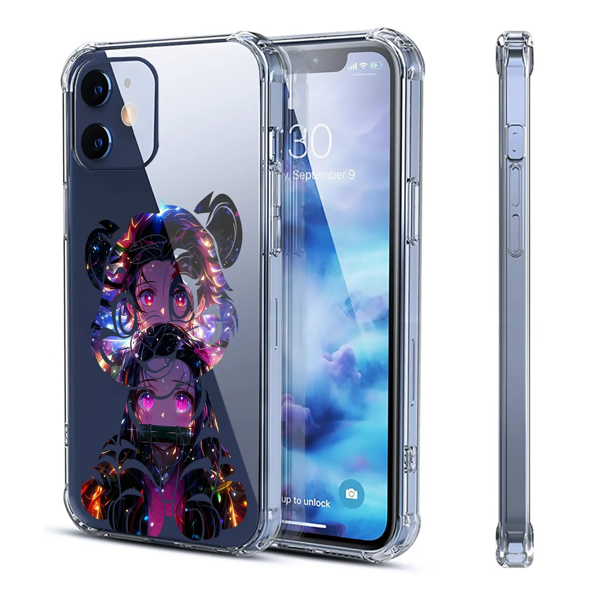 鬼滅の刃 グッズ,竈門 禰豆子 - IPhone 12シリーズ対応 ・ 透明スマホケース ・ クリアソフトケース ・ TPU素材 ・ 耐衝撃 ・ 高密着 ・ 防汚 防指紋 ・ 簡単着脱